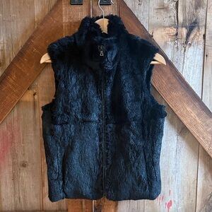 Theory Black Genuine Rabbit Fur Vest